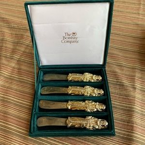 Green velvet box The Bombay Company GODINGER Santa spreader cheese knives